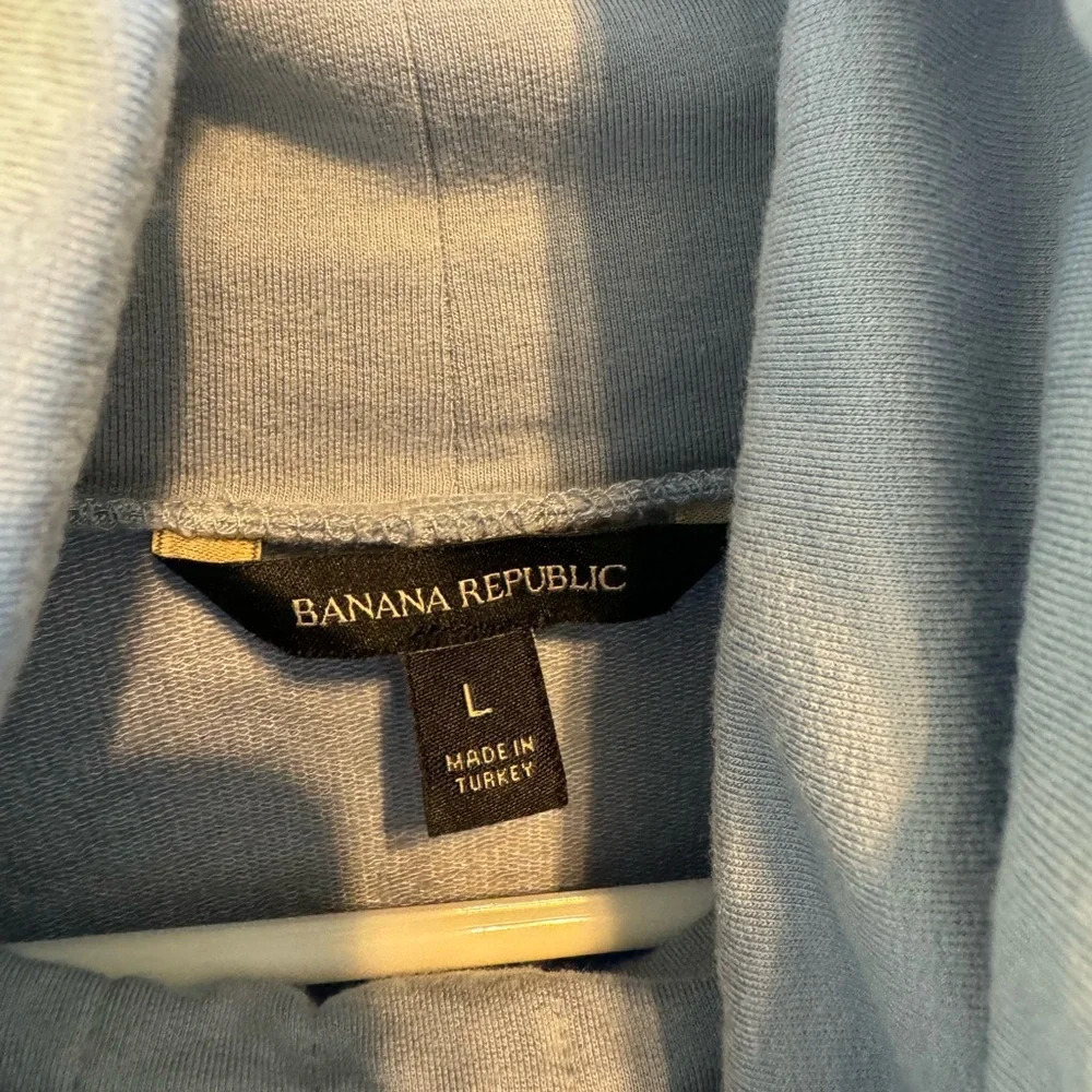 Banana Republic Light Blue Ruche Neck Sweater Sweatshirt Sz Large - Picture 5 of 10